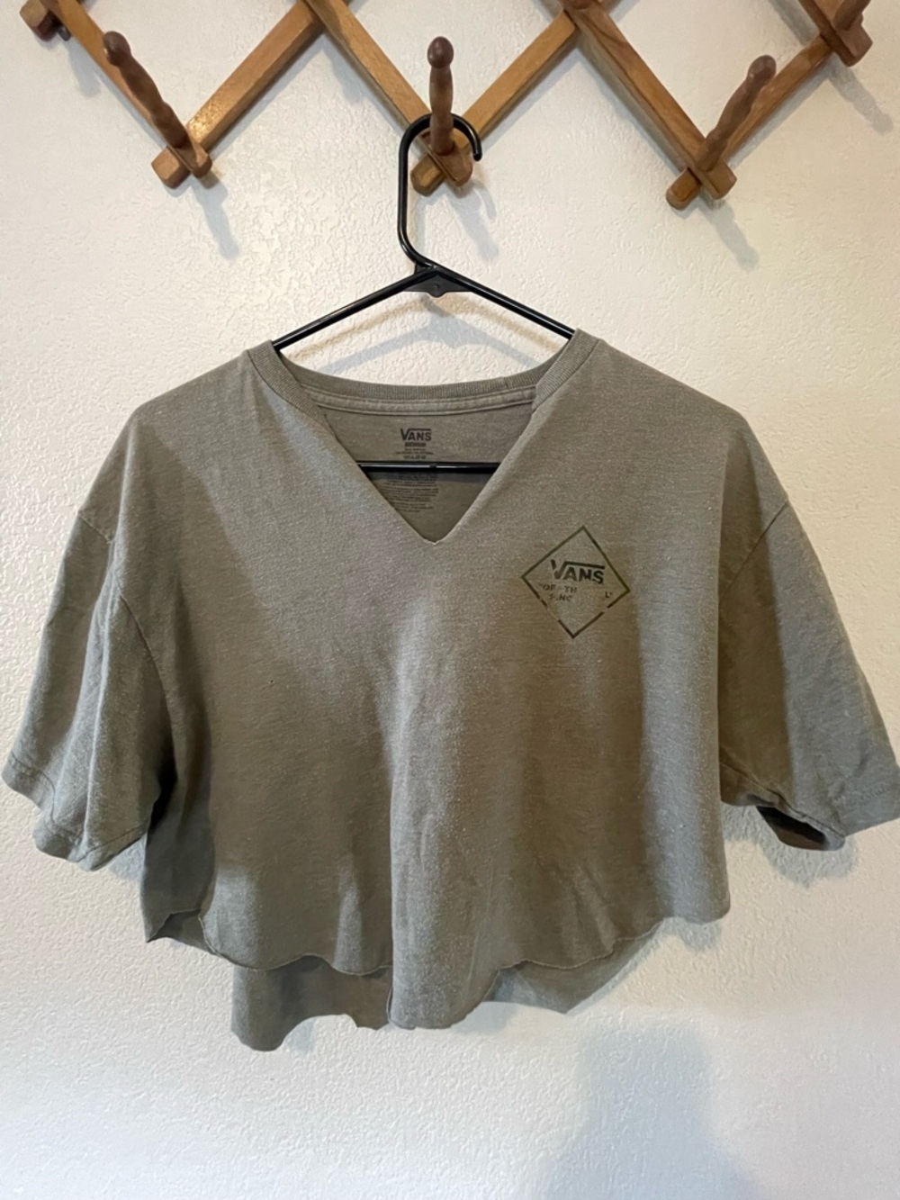 Vans Olive Green Crop Top with Diamond Logo